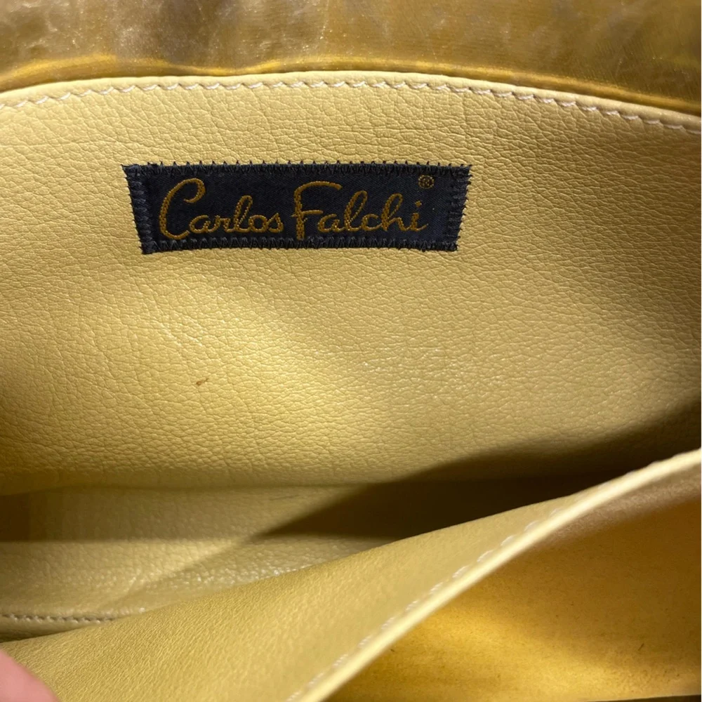Carlos Falchi Yellow Leather Crossbody Bag
